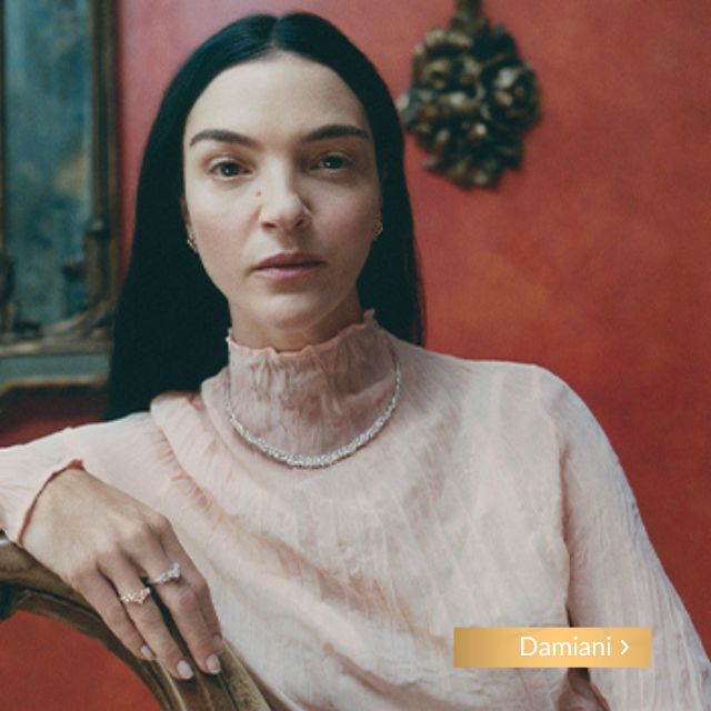 Foto parure di gioielli collezione mimosa Damiani vieni a provarli da Gioielleria Benetti