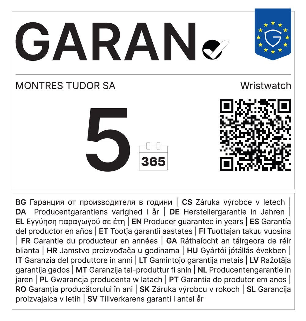 Etichetta EU GARAN: garanzia del produttore, 5 anni