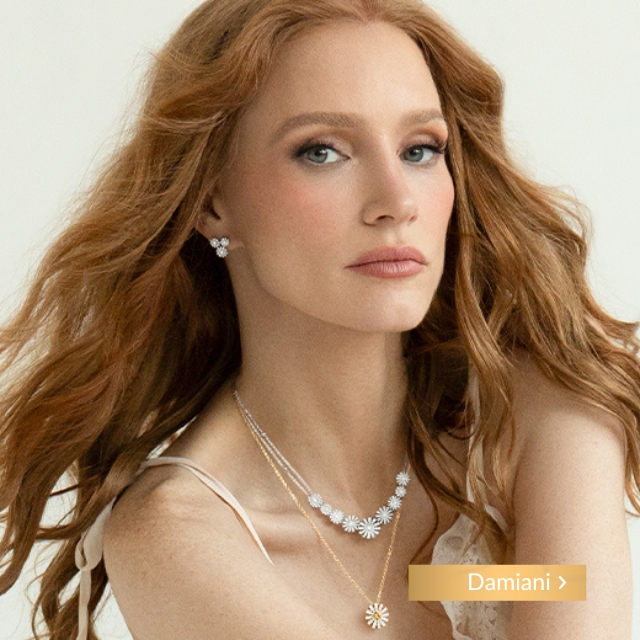 Foto parure di gioielli collezione mimosa Damiani vieni a provarli da Gioielleria Benetti