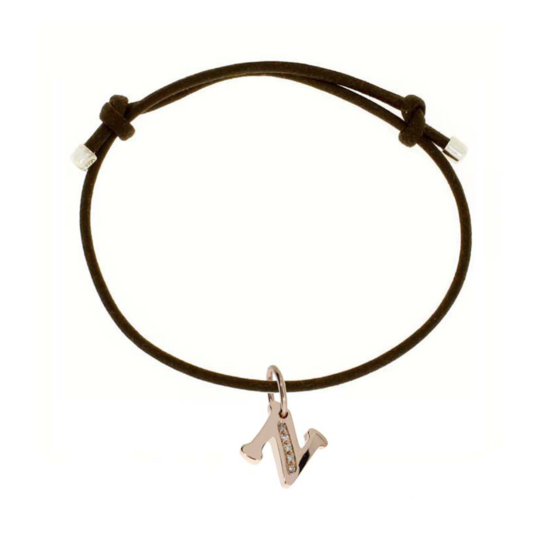 Bracciale Cordino Lettera iniziale N diamante