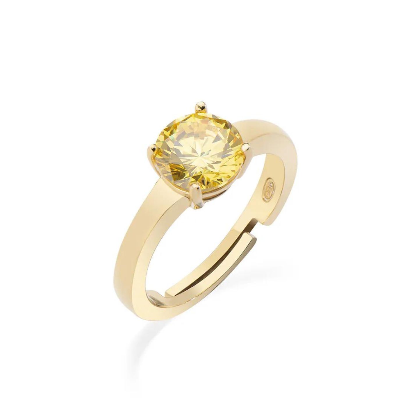 Anello Dorato Zircone Solitario Giallo