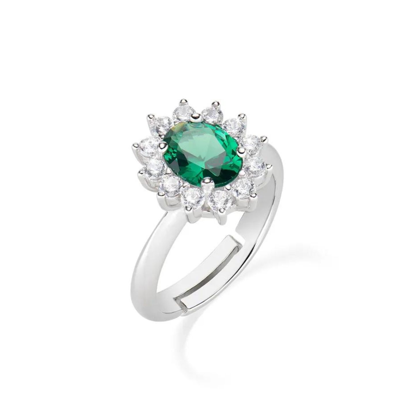 Anello Adattabile Royal Lady Zircone Verde