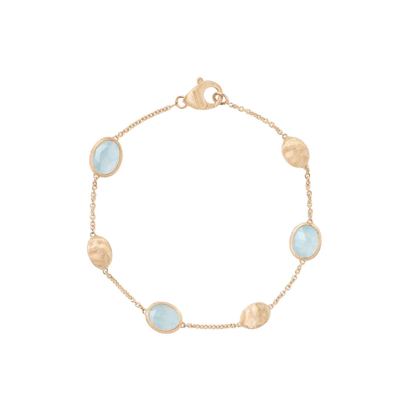 Bracciale con ovaline in oro e acquamarina