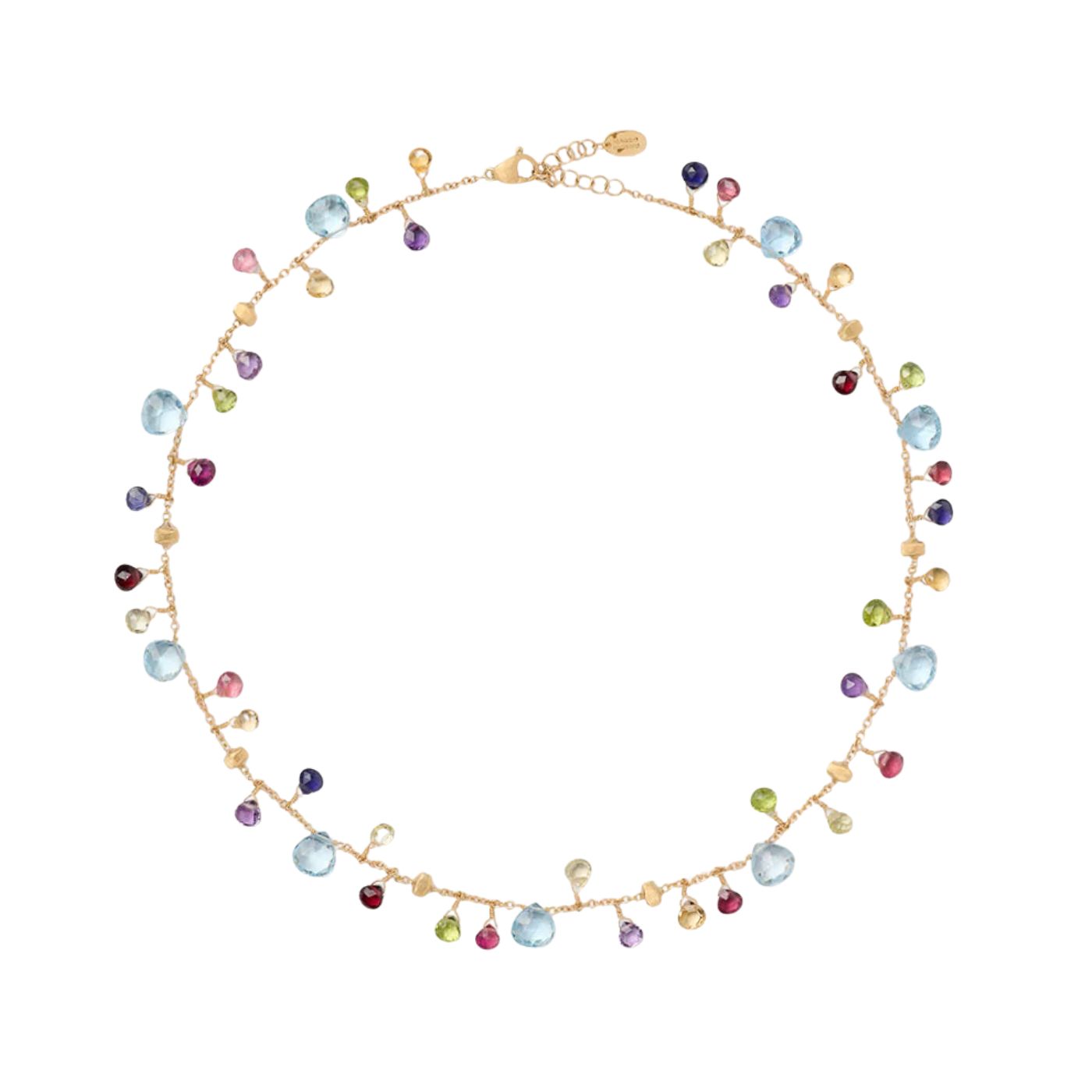 Collier con gemme multicolore e catena regolabile