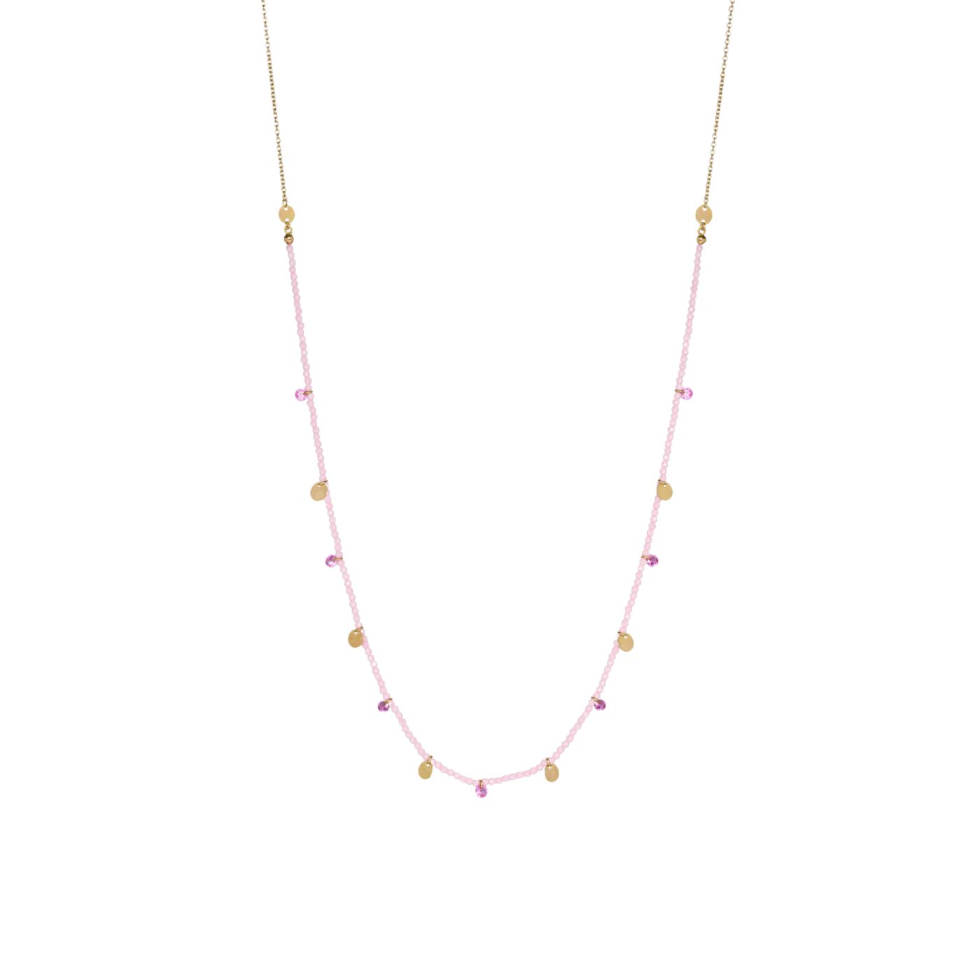Collana con pepite di Zirconi Milky e medagliette