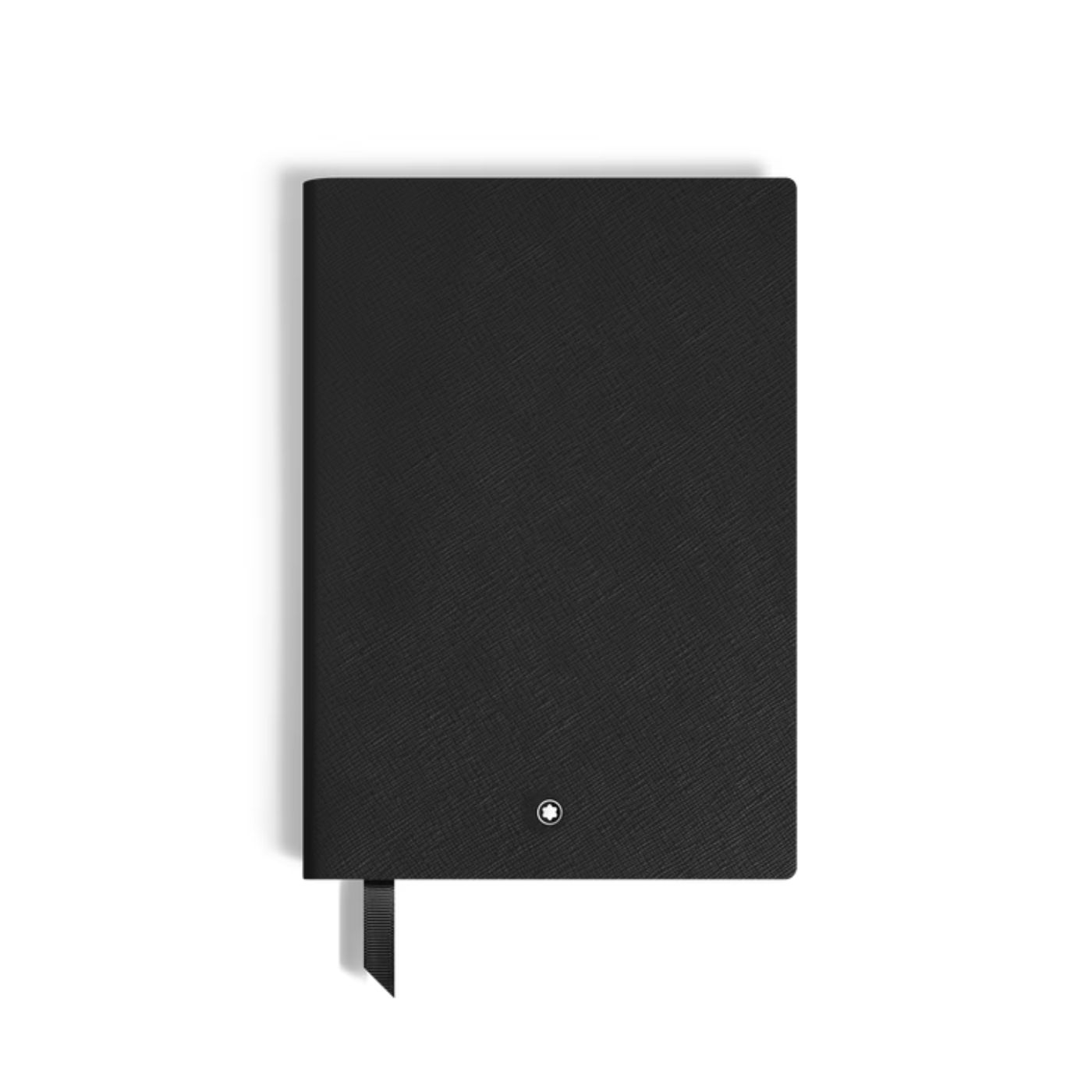 Blocco note medio, pelle Saffiano, nero, pagine a quadretti