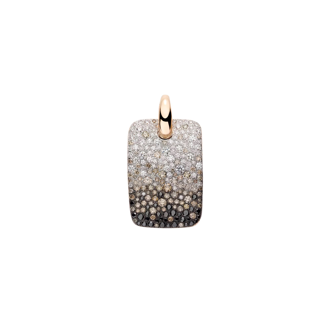 Pendente oro rosa diamanti bianchi brown e black