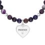 Bracciale amica con agata viola e ciondolo cuore