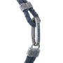 Bracciale in argento, pelle blu intrecciata, zaffiri blu