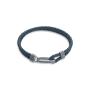 Bracciale in argento, pelle blu intrecciata, zaffiri blu