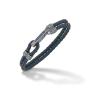 Bracciale in argento, pelle blu intrecciata, zaffiri blu
