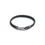 Bracciale In Argento, Pelle Nera Intrecciata, Diamanti Neri