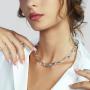 Collana bicolore con maglia in zirconi