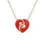 Collana Cuore Smalto Rosso e Diamanti