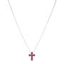 Collana Croce Oro Bianco e Rubini