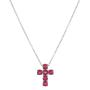 Collana Croce Oro Bianco e Rubini