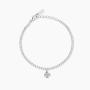 Bracciale tennis in argento con ciondolo quadrifoglio