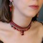 Choker Crimson Fire Set, Artisan Necklace,Fogata 